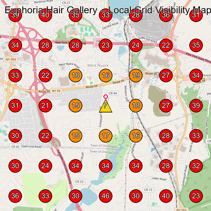 Euphoria Hair Gallery GeoGrid visibility map for Spa in West Nyack